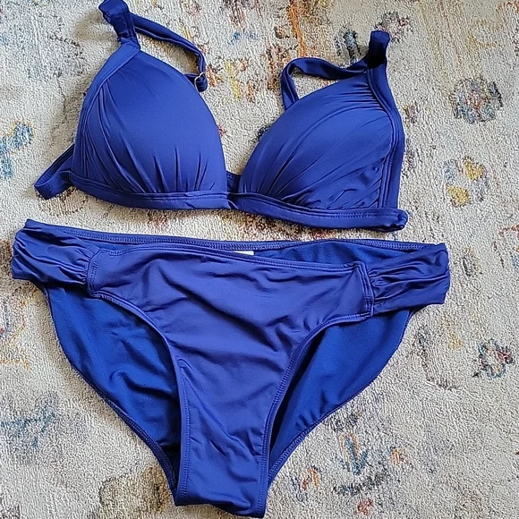 Cole of California bikini top sz L bottom sz M stunning and slimming Blue comfy! - Picture 11 of 12